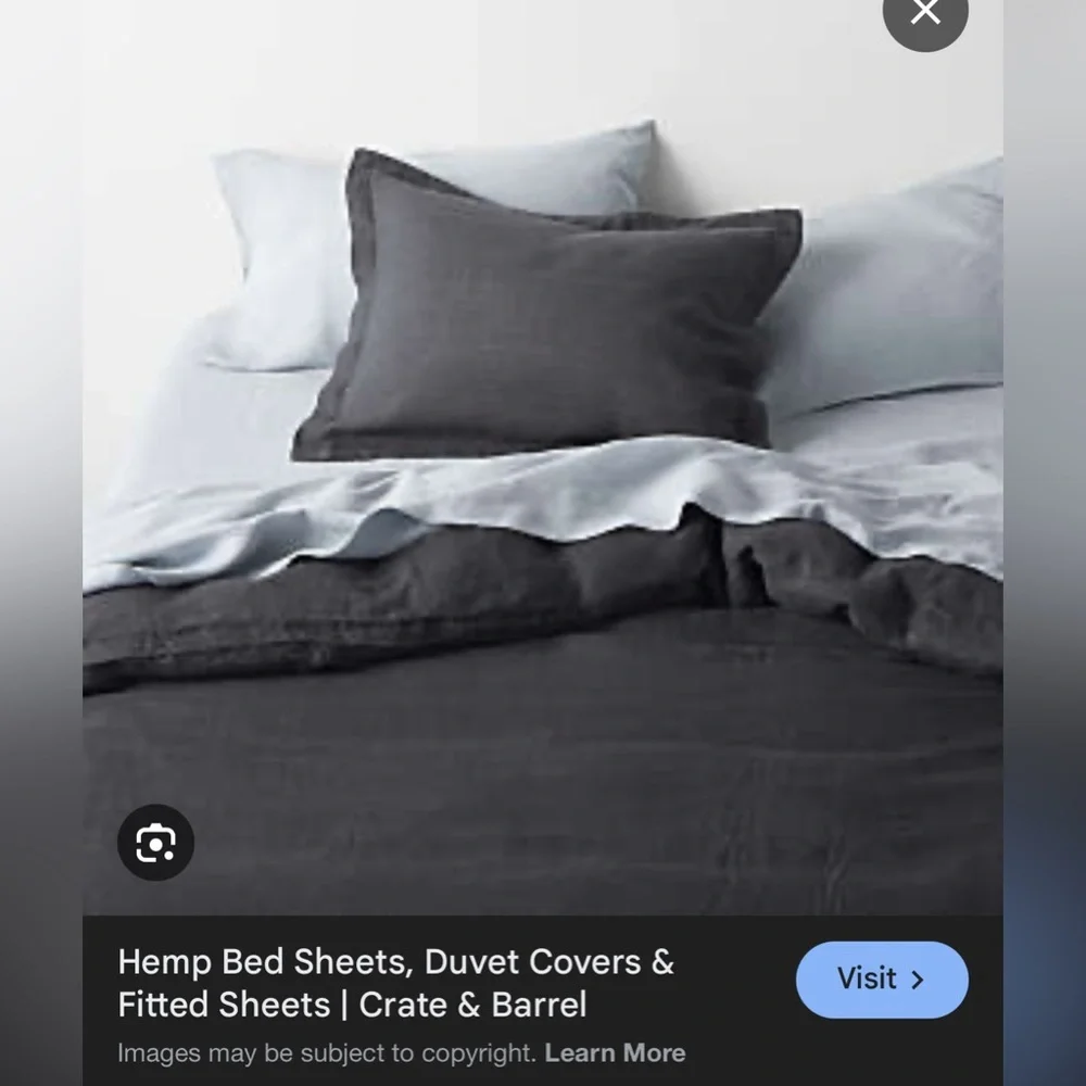 Crate&Barrel Lindstrom Nightfall Navy Blue Duvet Cover and Hemp shams
